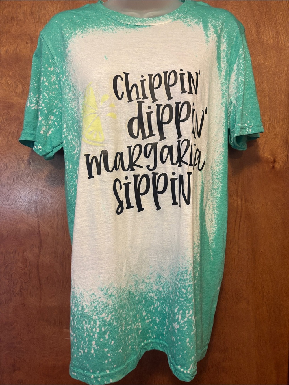 Gildan Green and White 'Chippin' Dippin' Margarita Sippin' Short Sleeve Tee